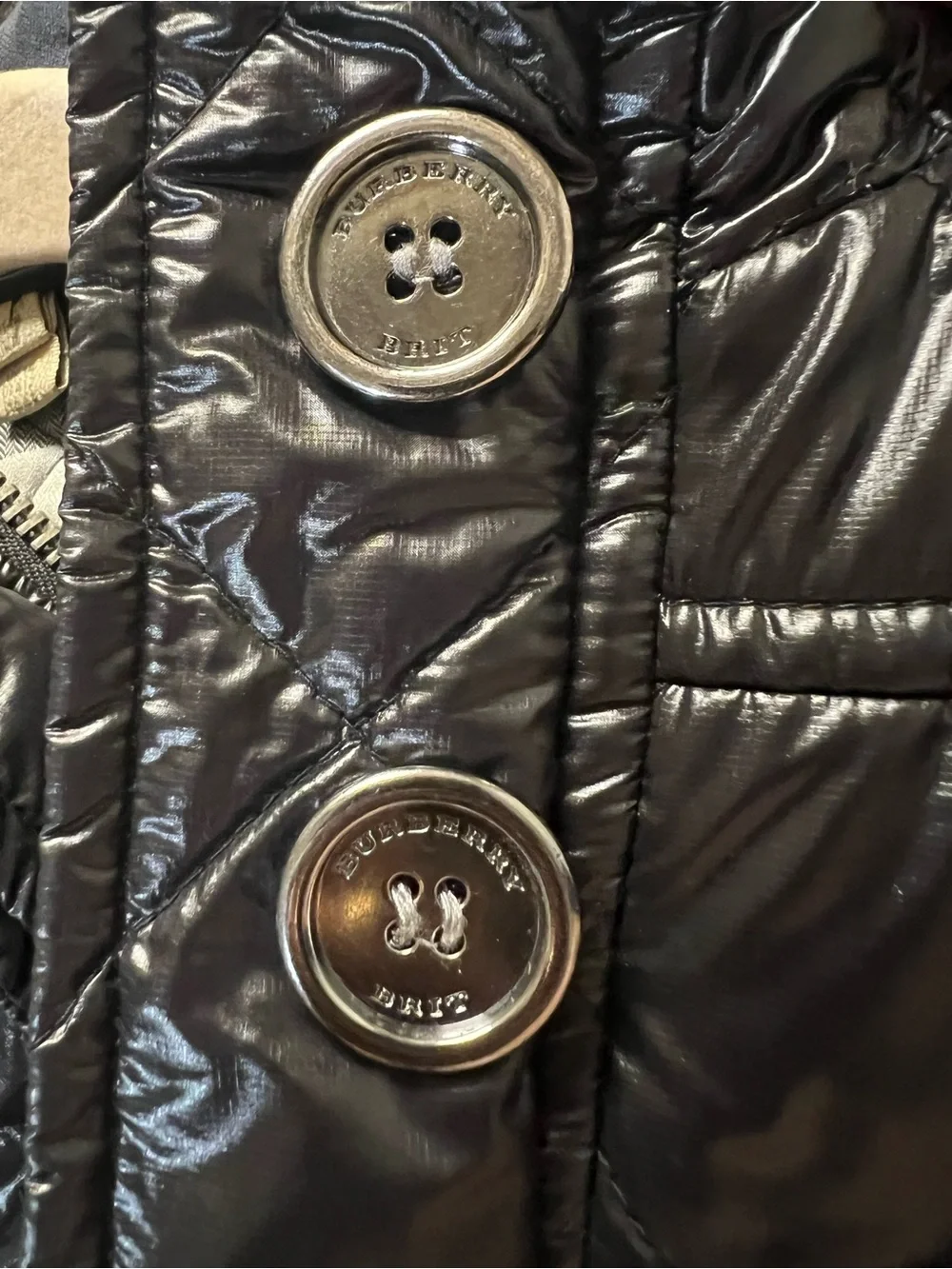 Burberry Womens Quilted Black Moto Jacket, size 12